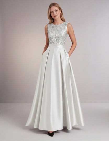 Sequin Pleated Ball Gown