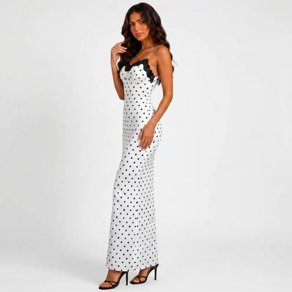 Satin Polka Dot Lace Maxi