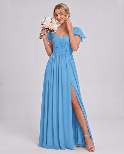 Chiffon Ruched Maxi Dress
