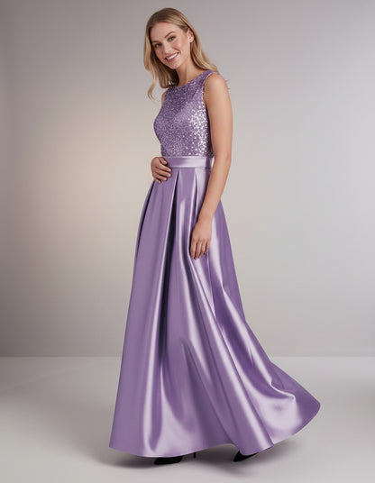 Sequin Pleated Ball Gown