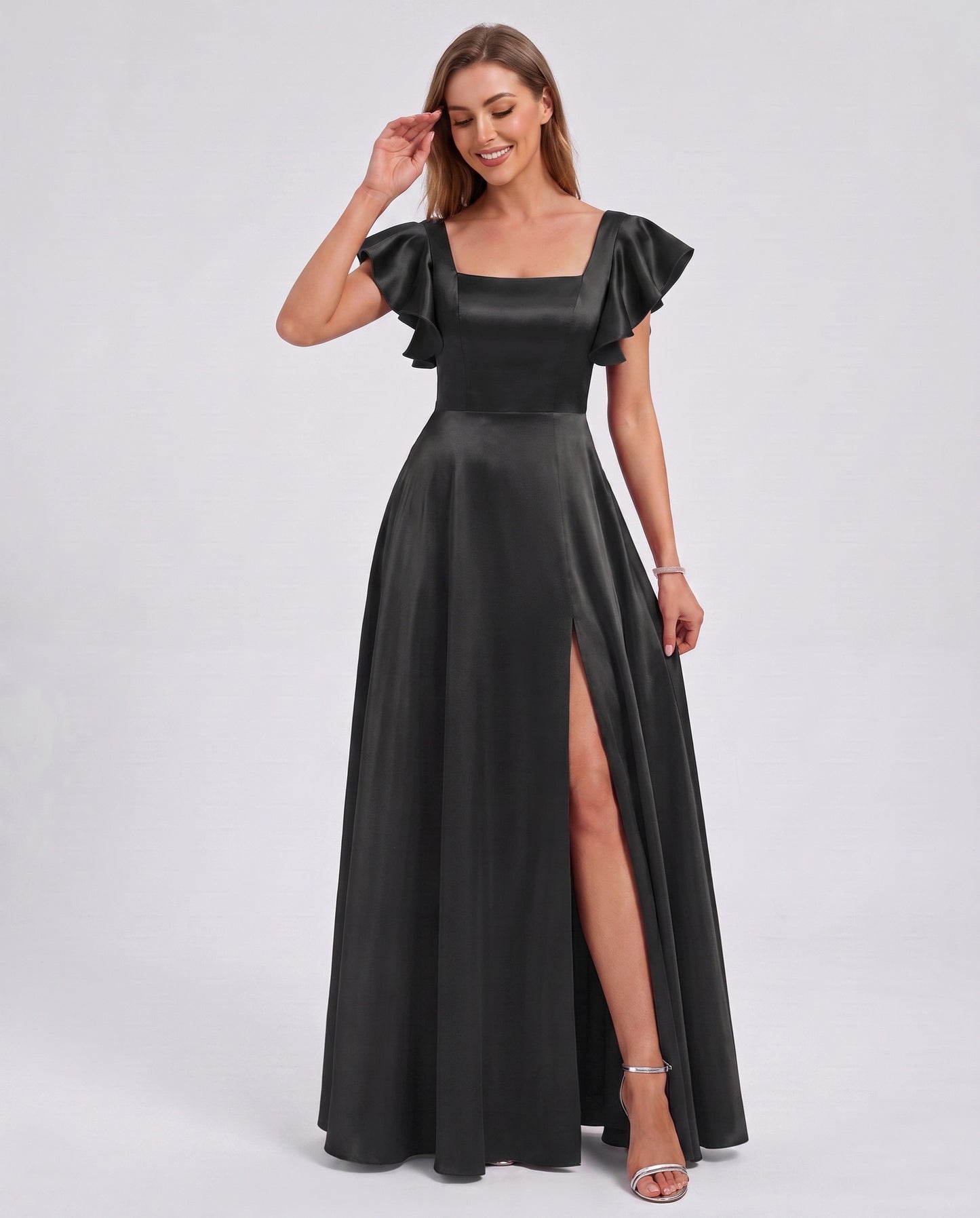 Satin Square Neck Maxi Dress