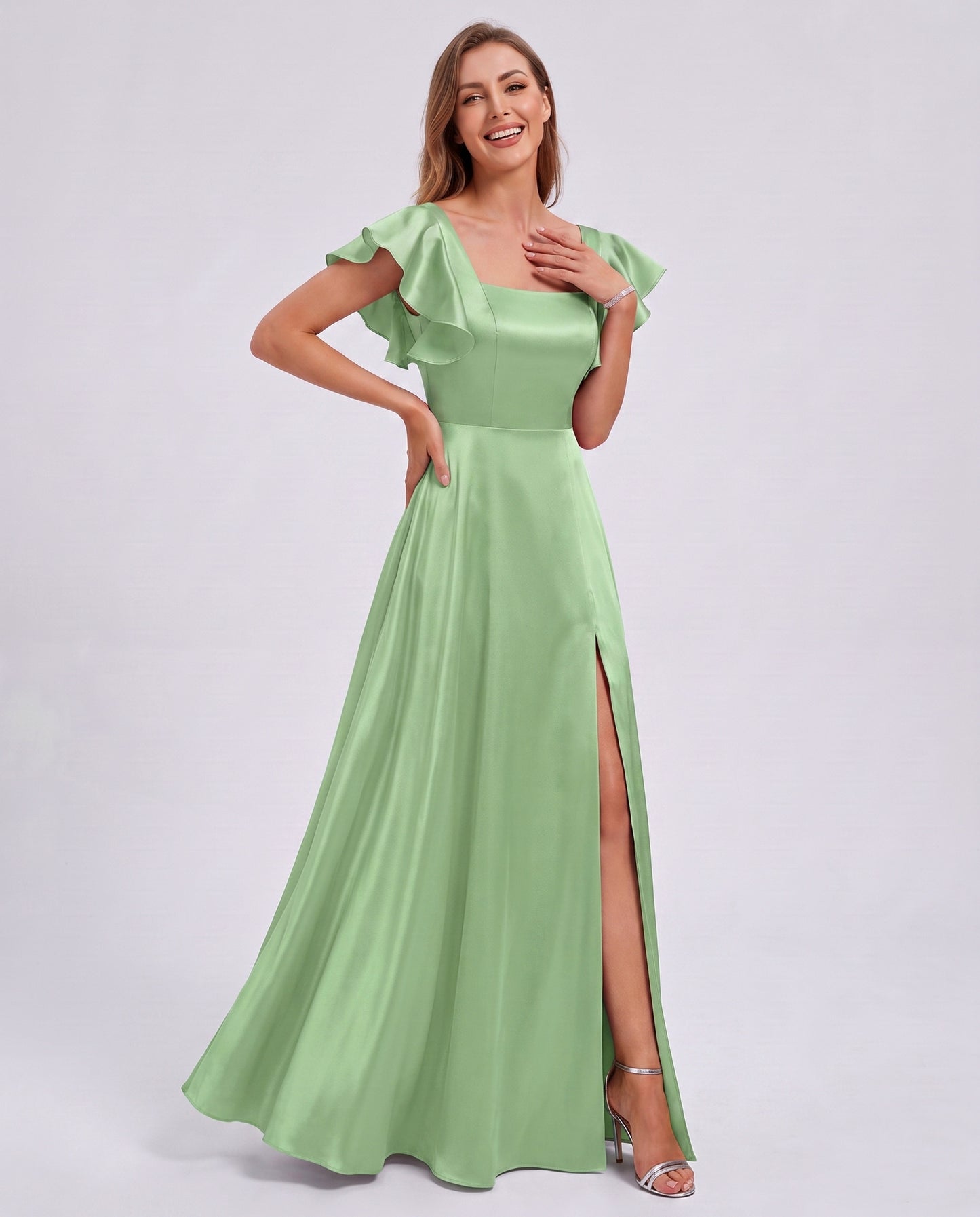 Satin Square Neck Maxi Dress