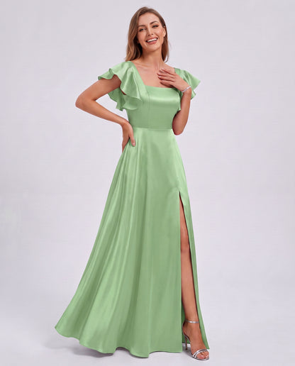 Satin Square Neck Maxi Dress