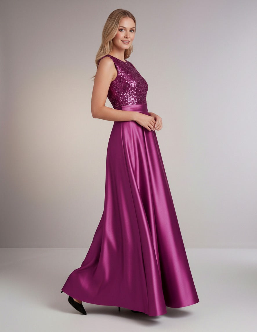 Sequin Pleated Ball Gown