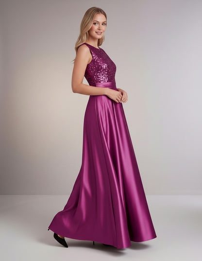 Sequin Pleated Ball Gown
