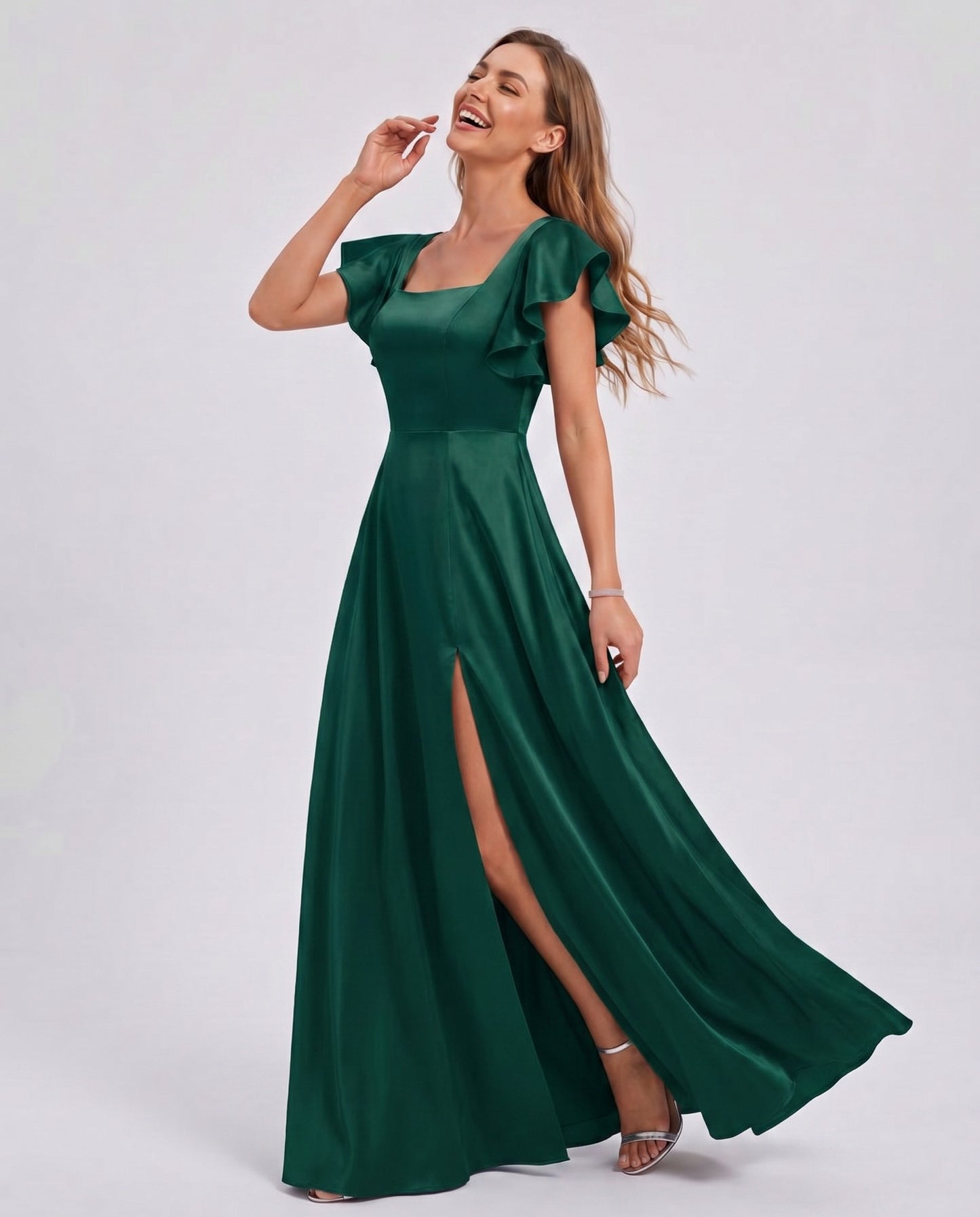 Satin Square Neck Maxi Dress