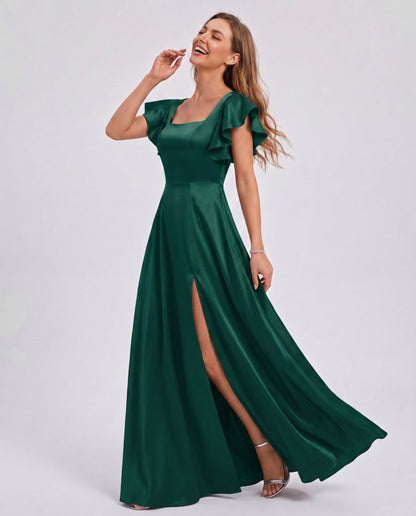 Satin Square Neck Maxi Dress