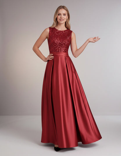 Sequin Pleated Ball Gown