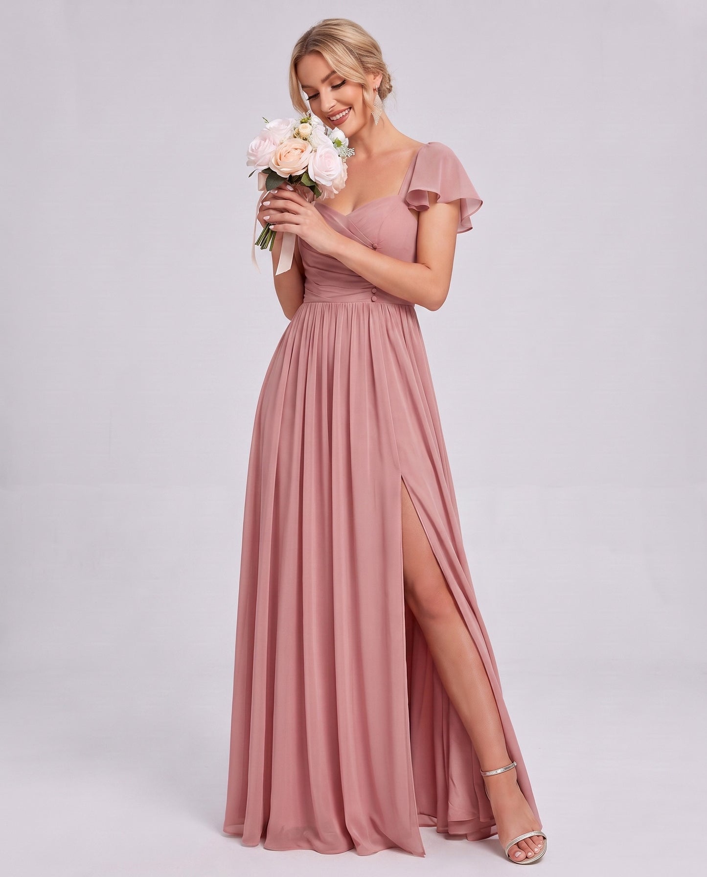 Chiffon Ruched Maxi Dress