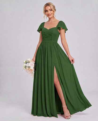 Chiffon Ruched Maxi Dress