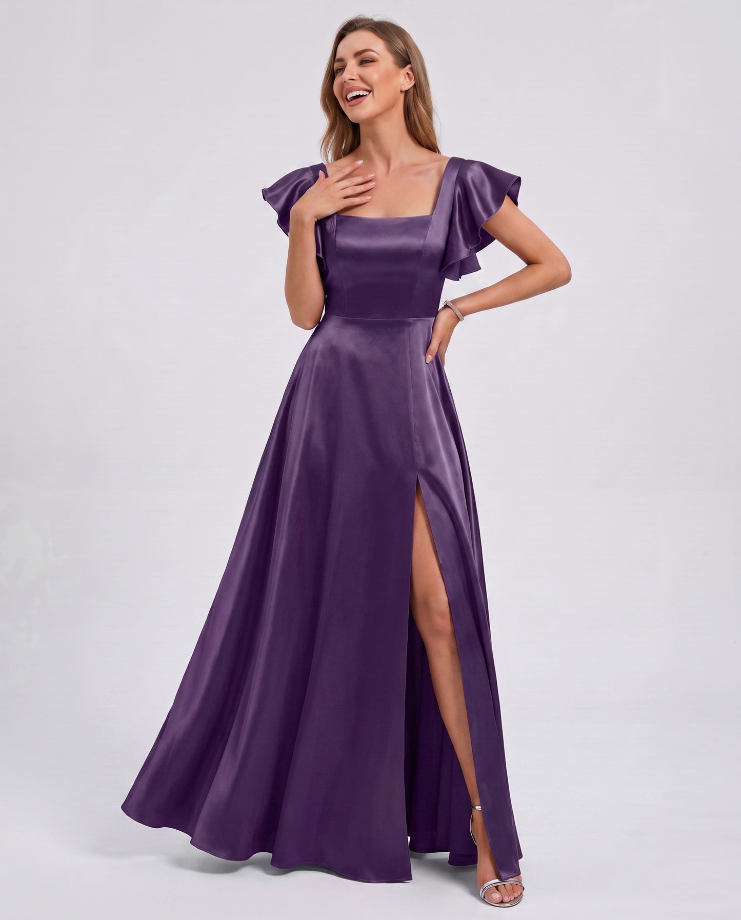 Satin Square Neck Maxi Dress