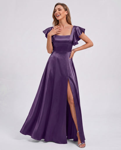 Satin Square Neck Maxi Dress