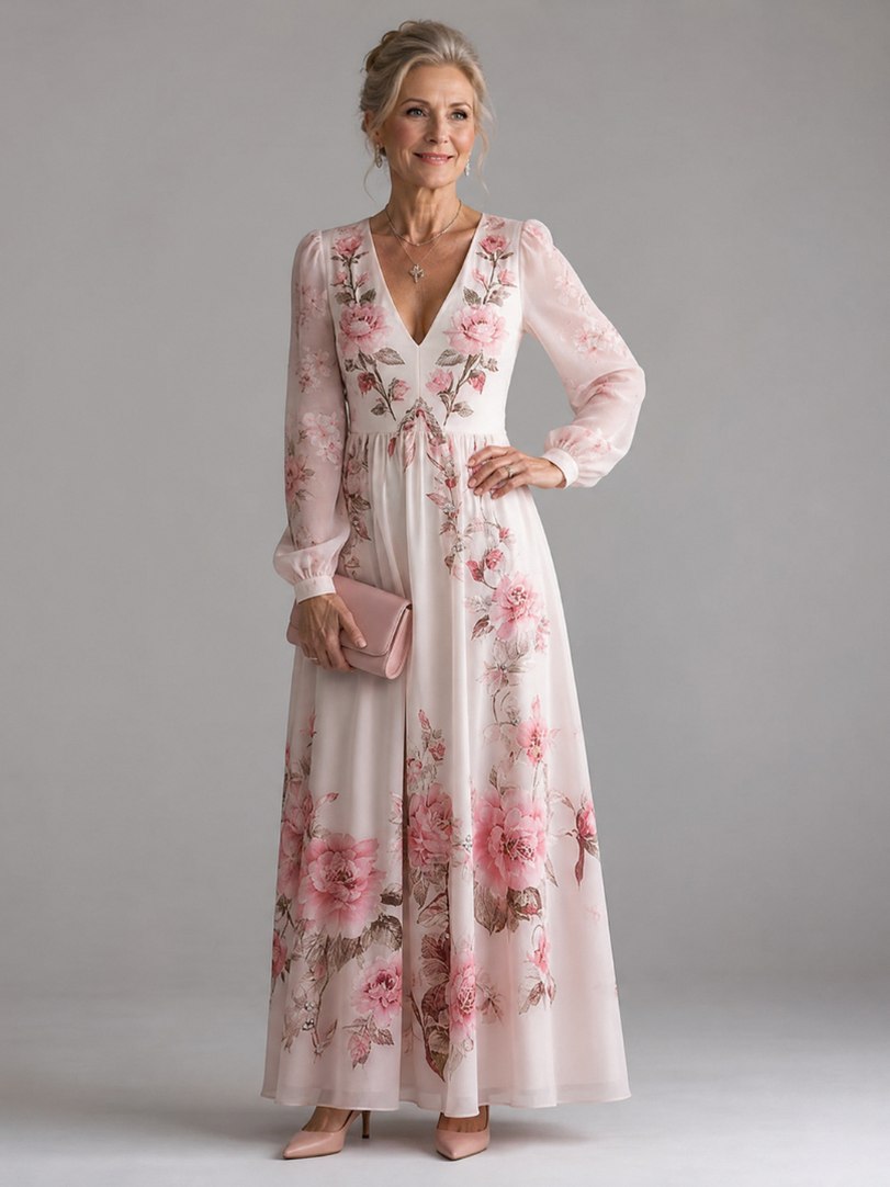 Floral Long Sleeve Maxi Dress