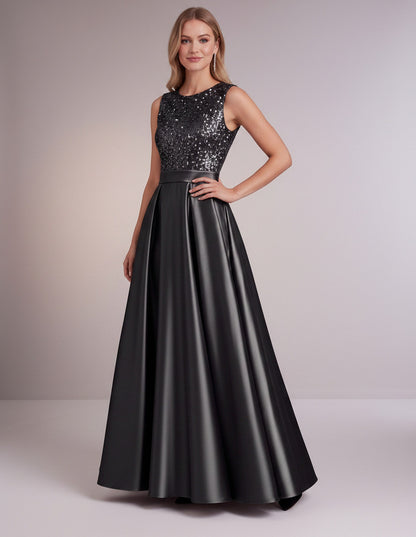 Sequin Pleated Ball Gown