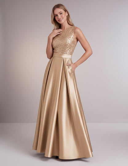 Sequin Pleated Ball Gown