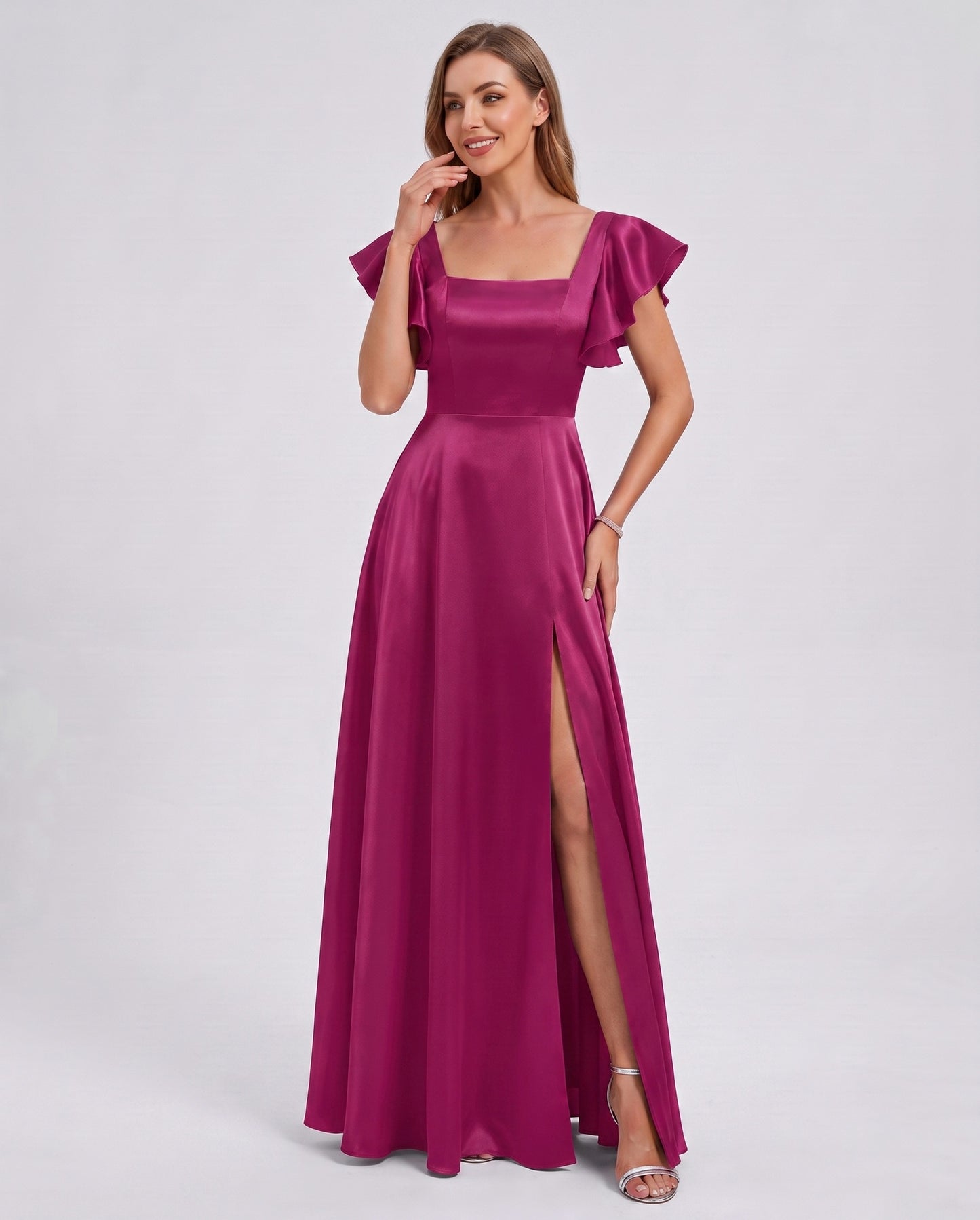 Satin Square Neck Maxi Dress