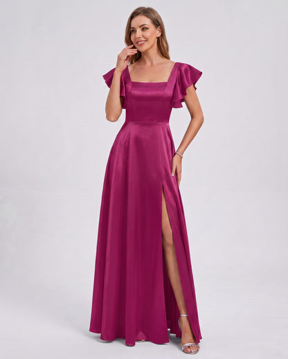 Satin Square Neck Maxi Dress