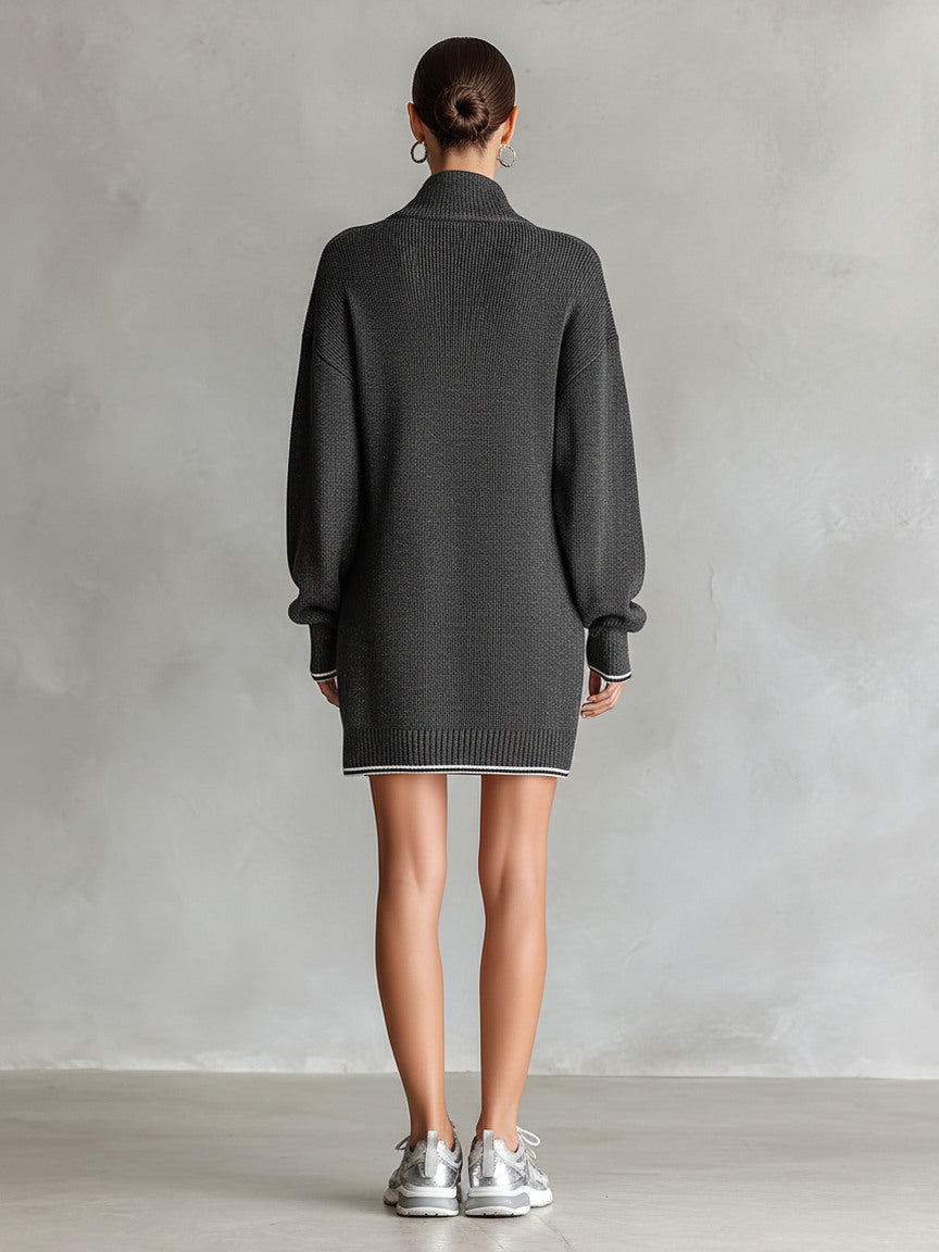 Knit Contrast Trim Mini Dress