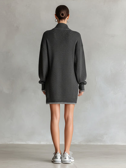 Knit Contrast Trim Mini Dress