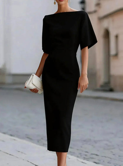 High Neck Fitted Midi Dress