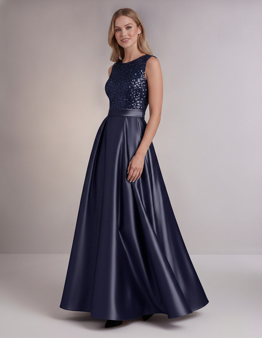 Sequin Pleated Ball Gown