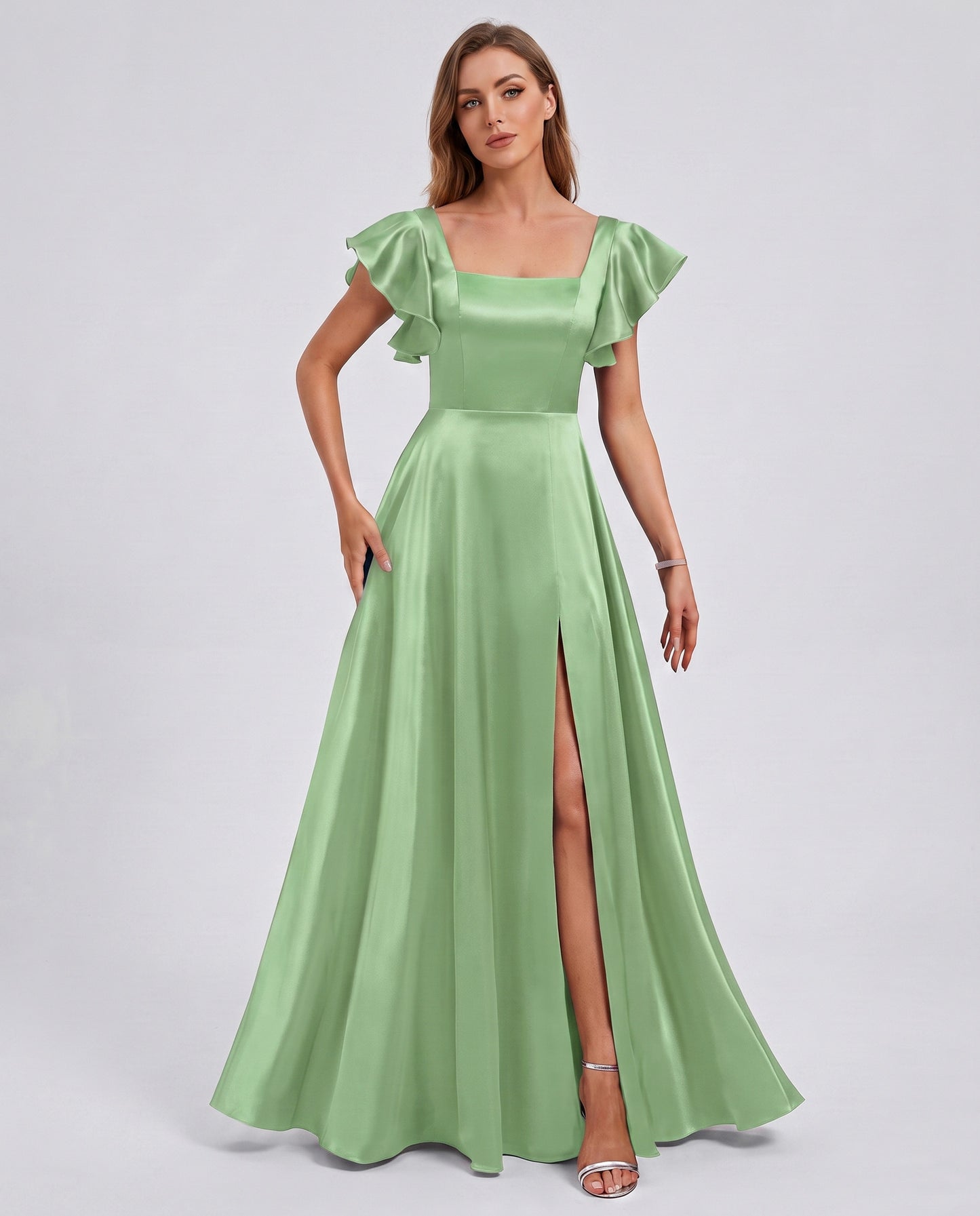 Satin Square Neck Maxi Dress