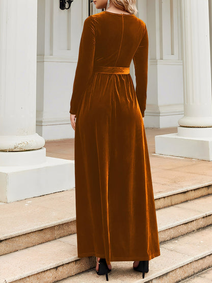 Velvet Long Sleeve Maxi Dress