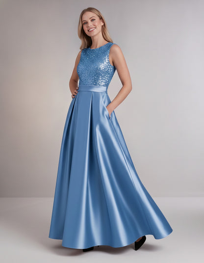 Sequin Pleated Ball Gown