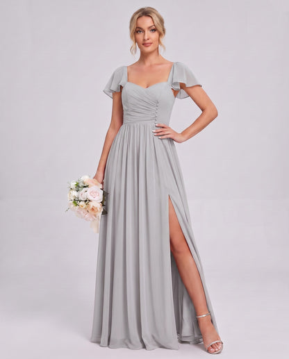 Chiffon Ruched Maxi Dress