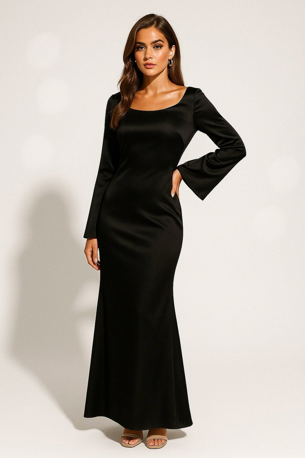 Satin Long Sleeve Maxi Dress