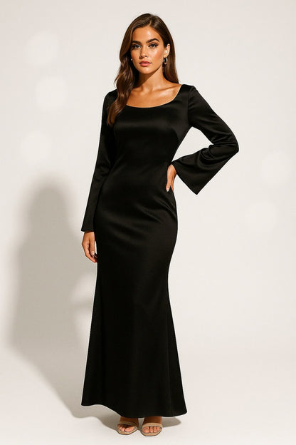 Satin Long Sleeve Maxi Dress