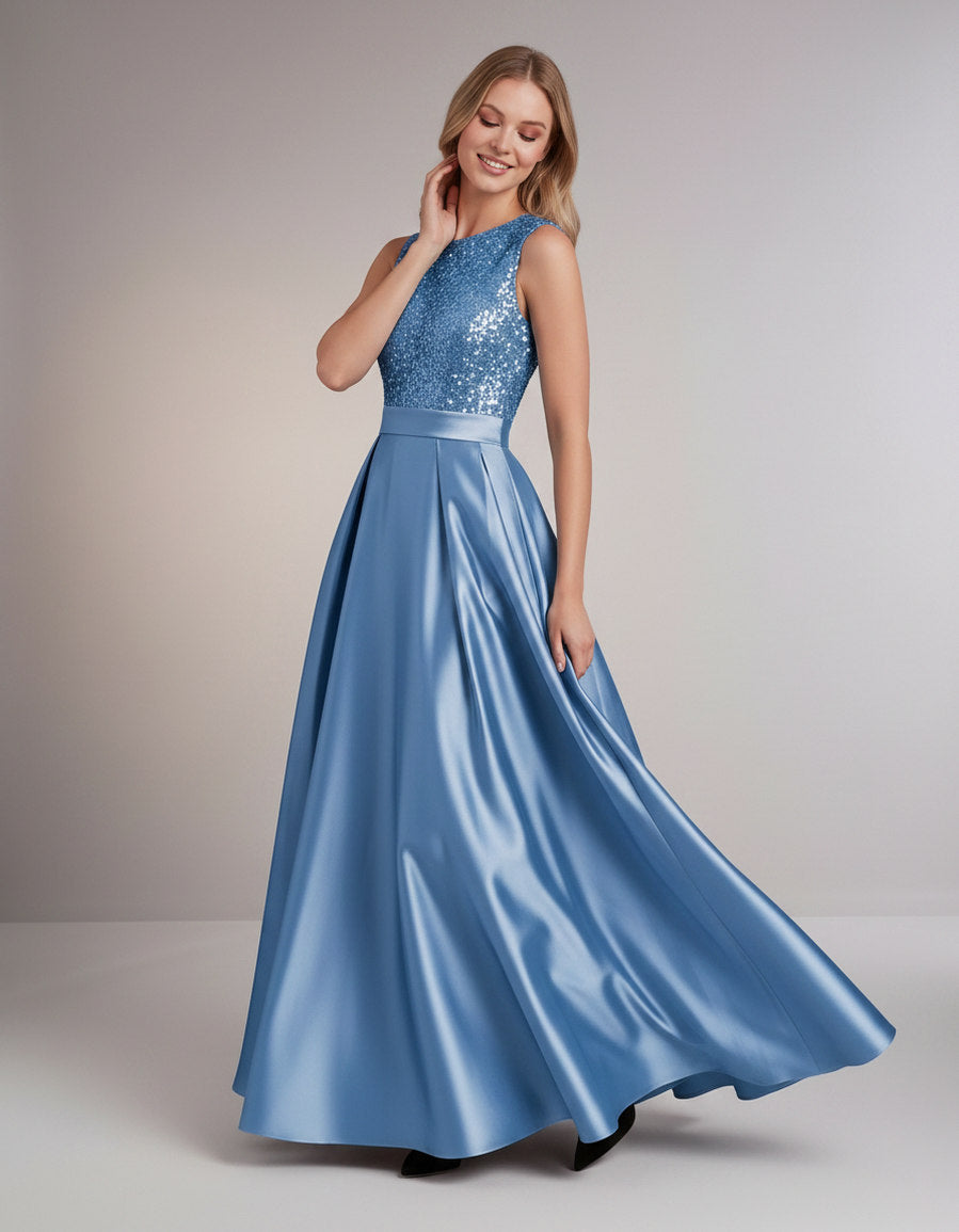Sequin Pleated Ball Gown