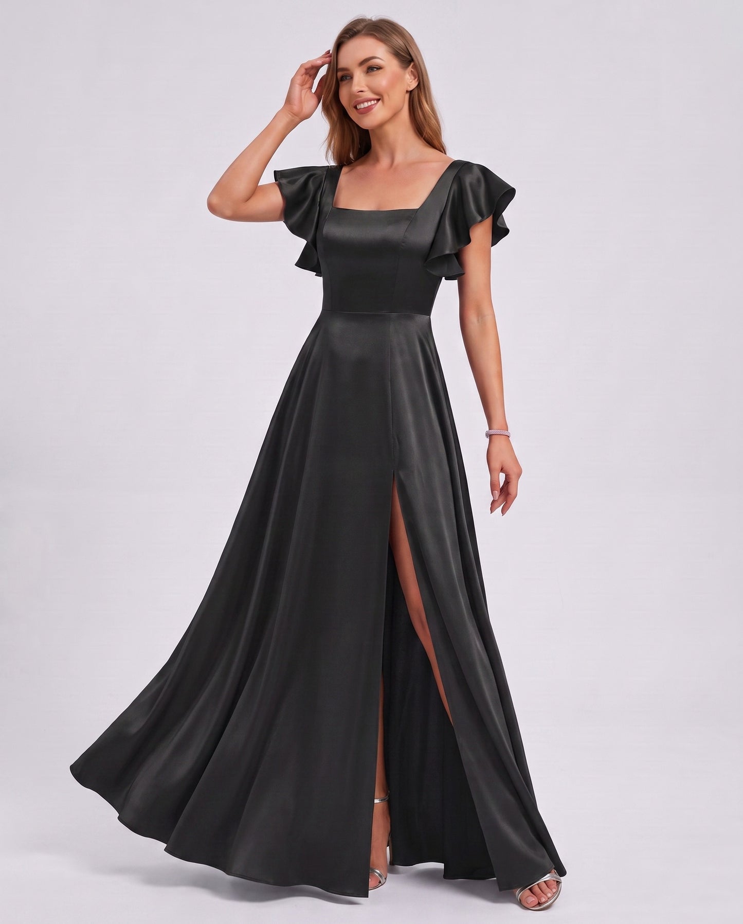 Satin Square Neck Maxi Dress