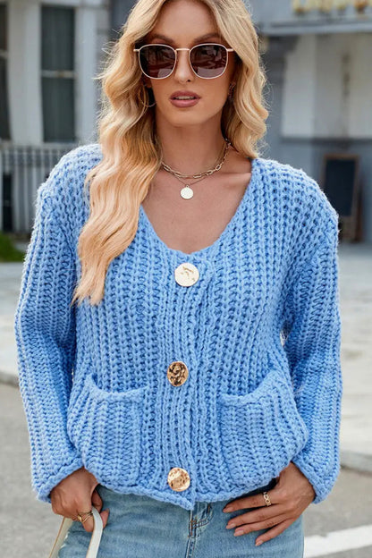 Chunky Knit Button Front Cardigan