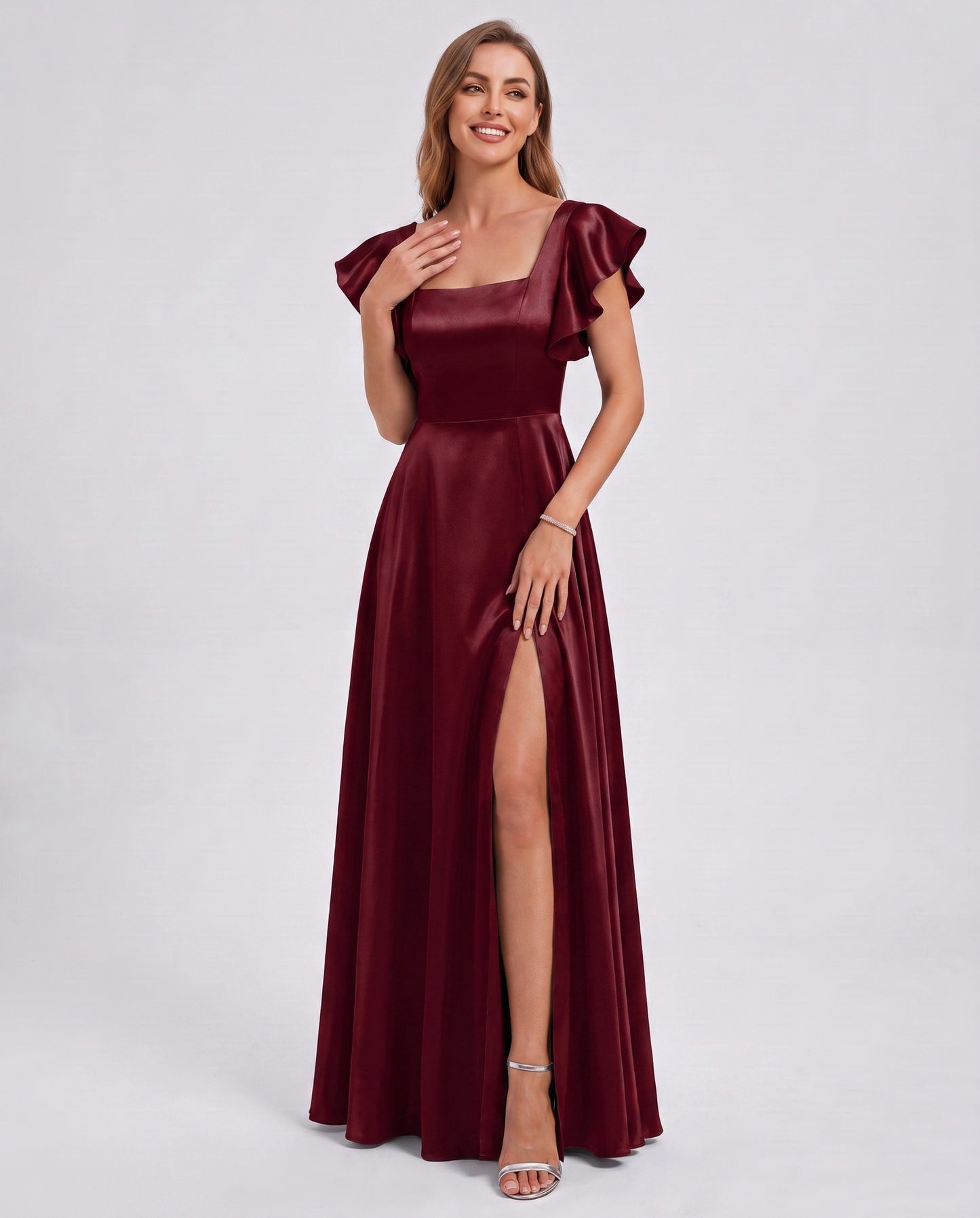 Satin Square Neck Maxi Dress