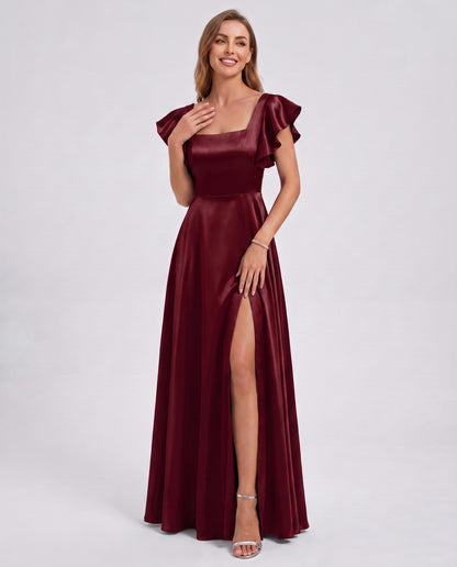Satin Square Neck Maxi Dress