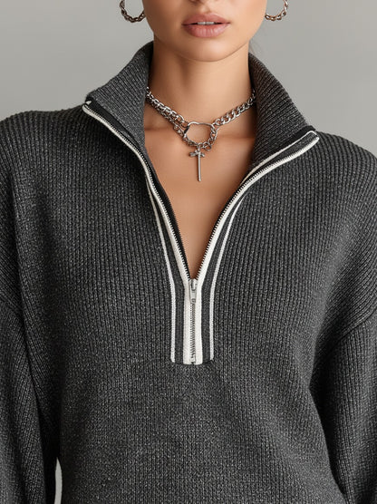 Knit Contrast Trim Mini Dress