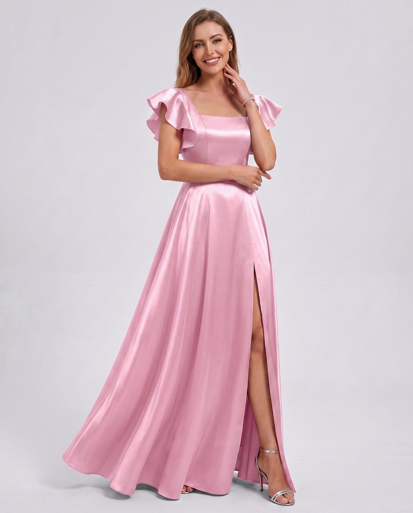 Satin Square Neck Maxi Dress