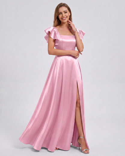 Satin Square Neck Maxi Dress