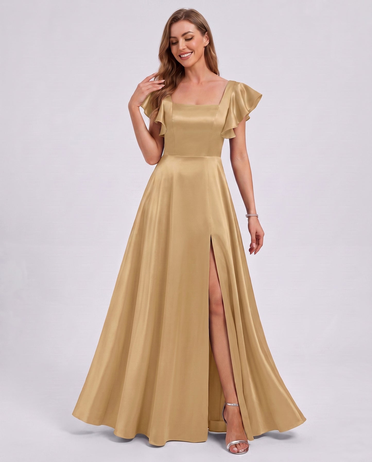 Satin Square Neck Maxi Dress