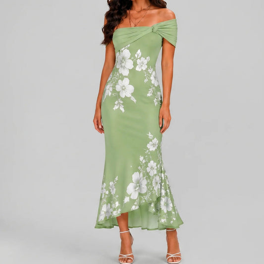 Floral Off Shoulder Midi Dress