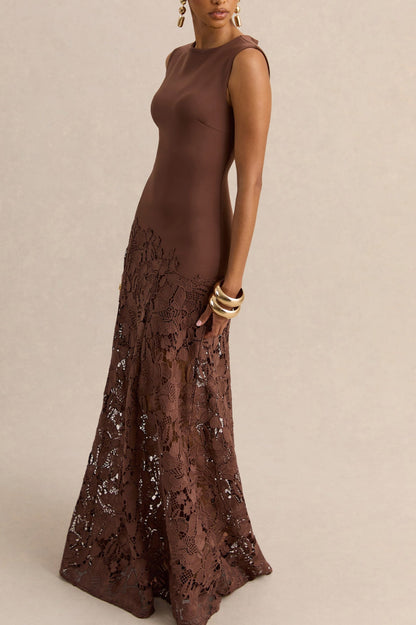High Neck Lace Maxi Dress