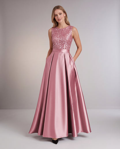 Sequin Pleated Ball Gown