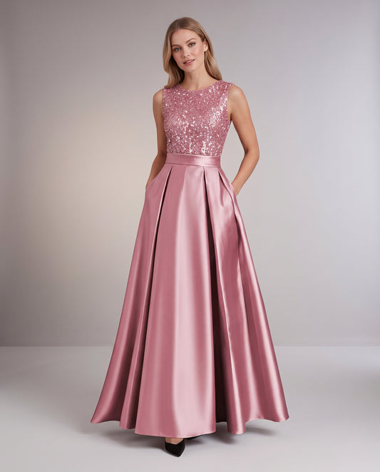 Sequin Pleated Ball Gown