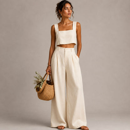 Pleated Wide Leg Pants
