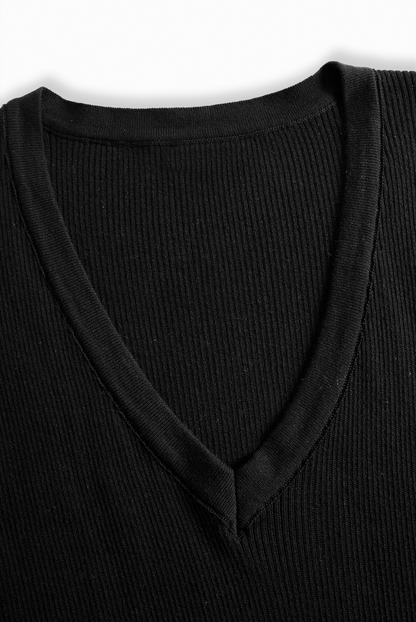 Ribbed Knit Ruffle Midi Dress