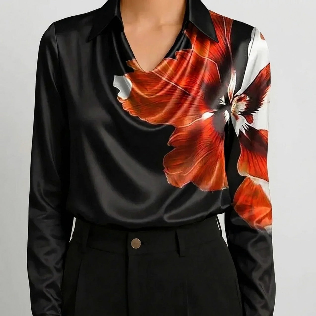 Satin Cowl Neck Blouse