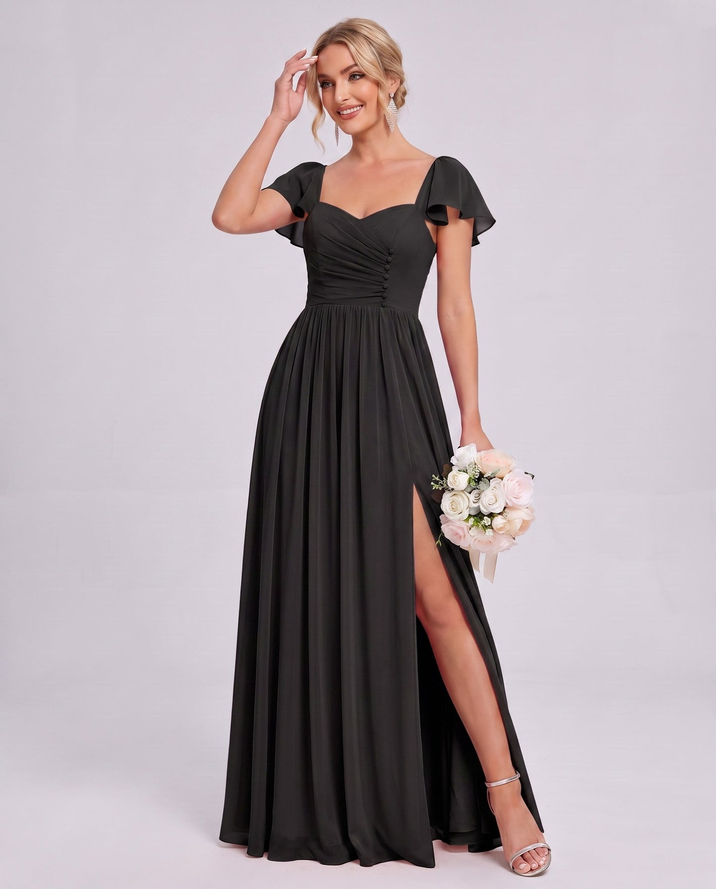 Chiffon Ruched Maxi Dress
