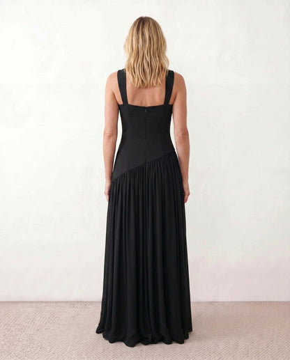 High Neck Pleated Maxi Dress