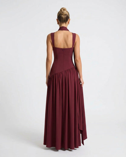 High Neck Pleated Maxi Dress